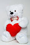 Плюшевий ведмедик із серцем Mister Medved Майк 85 см Білий, фото 2