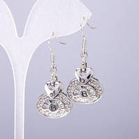 Сережки "Булгарі" L-4 см колір металу "срібло" купити біжутерію дешево гуртом в інтернеті