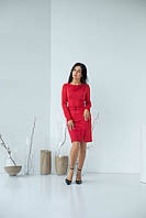 Гарне плаття-футляр "403", червоне. Розміри 44