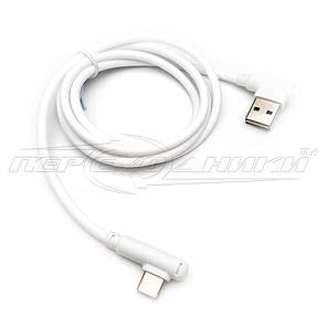 Кабель USB Type-C кутовий to USB 2.0 кутовий, силікон, білий, 1 м, фото 3