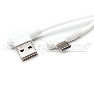 Кабель USB Type-C кутовий to USB 2.0 кутовий, силікон, білий, 1 м, фото 1