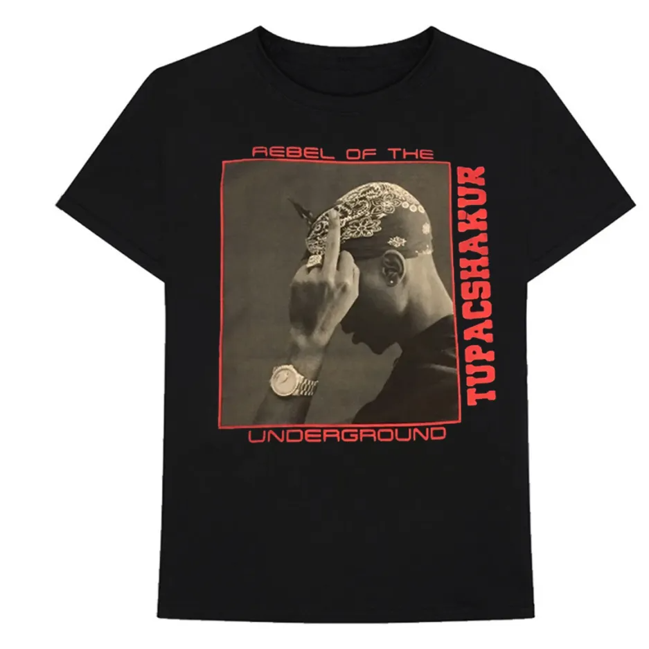 Футболка чорна LOYS Vlone x Tupac Rebel Of The Underground Tee – Black XS