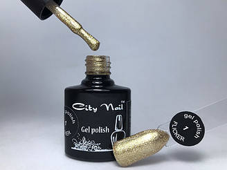 Гель лак гліттер FLICKER № 1 золотий з шиммером, микроблестками