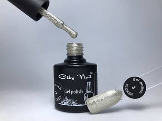 Гель лак гліттер FLICKER № 3 срібло з шимером, микроблестками