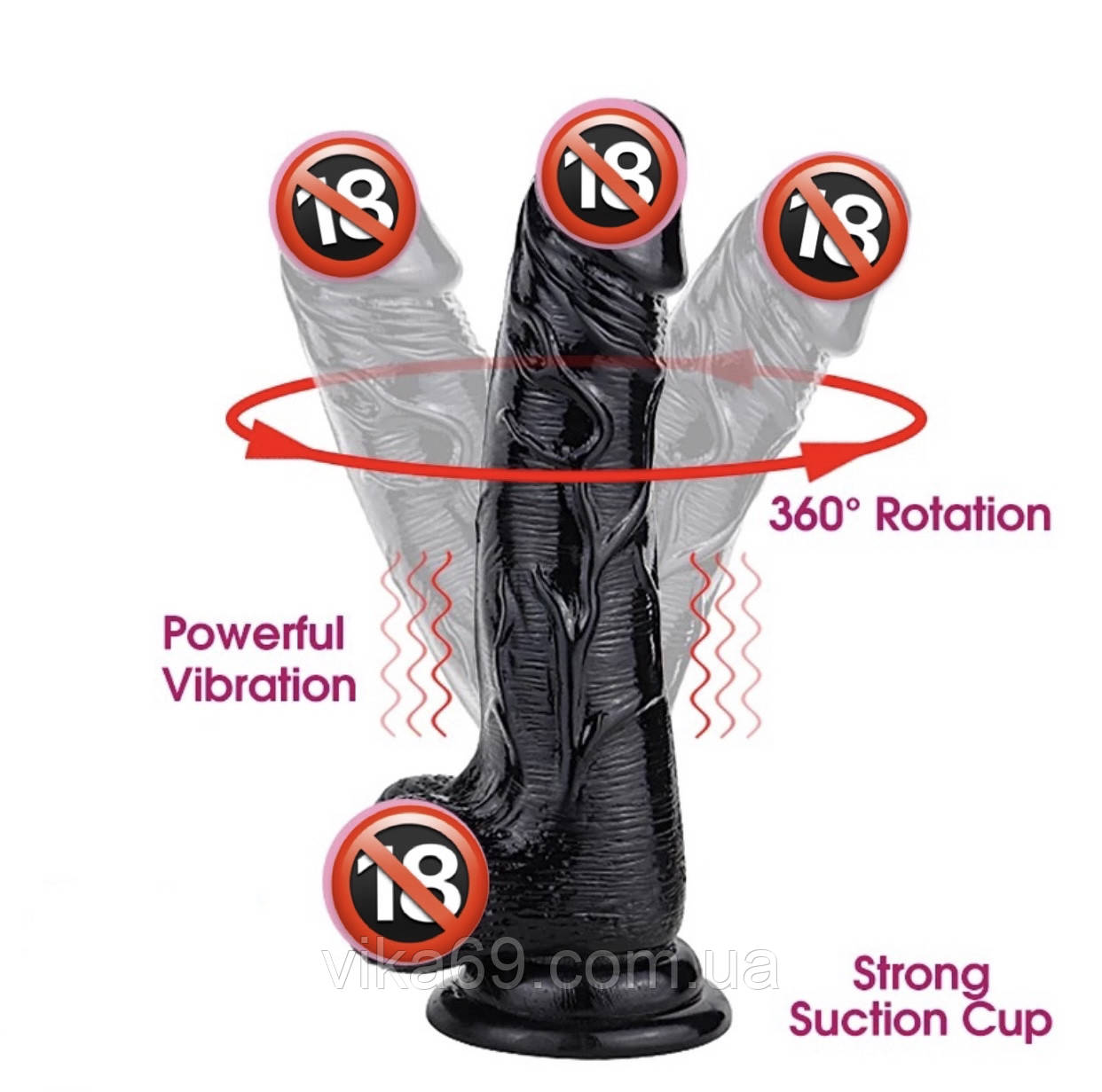 Фалоімітатор Jelly Dreams USB + обертання, фото 1