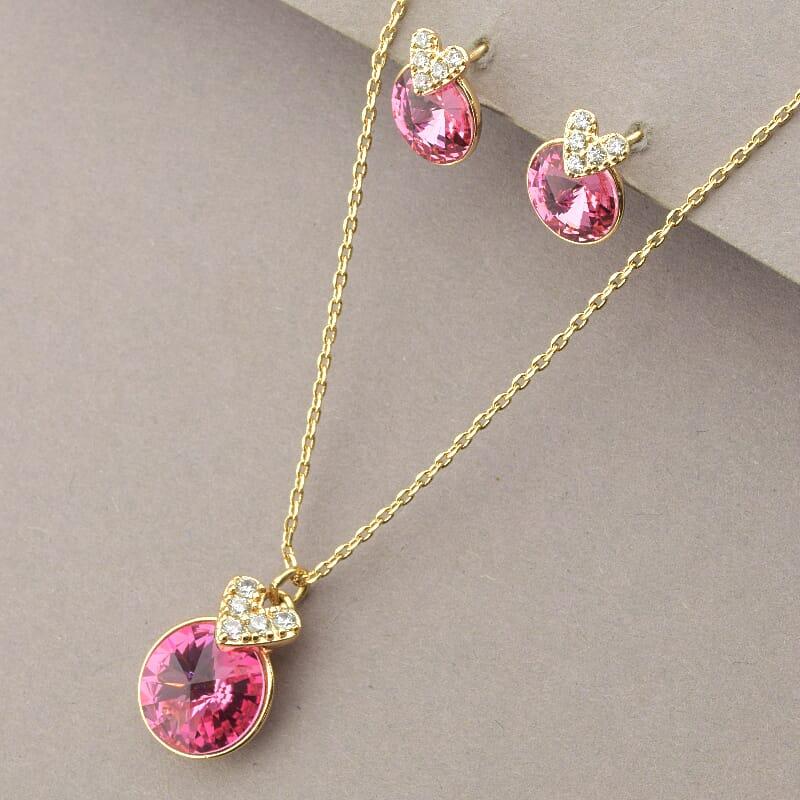 Підвіска+Сережки XUPING Swarovski 40 сантиметрів (позолота 18к)