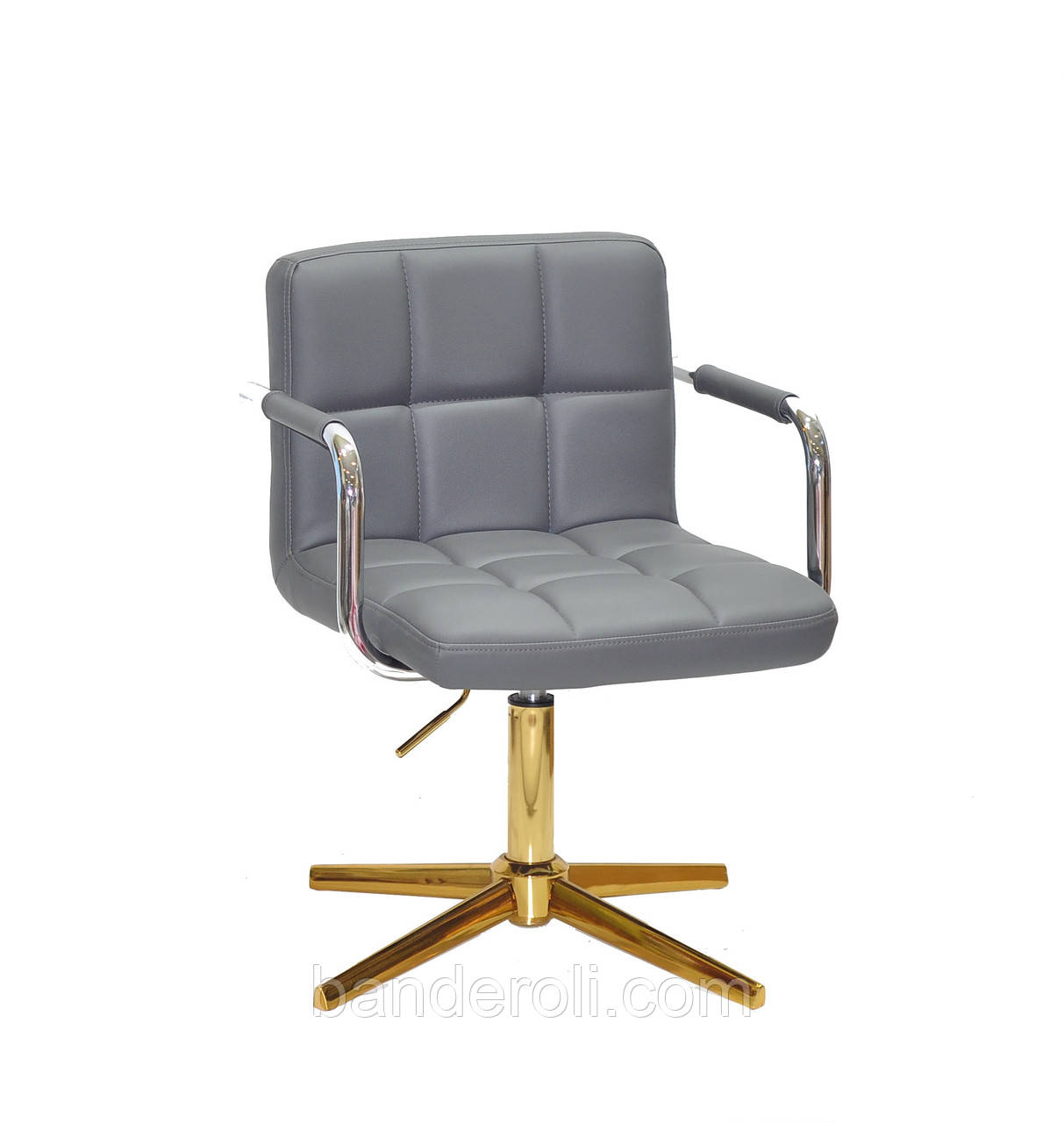 Крісло ARNO - ARM GD-Modern Base екокожа сірий 1001 на золотистої хрестовині, фото 1