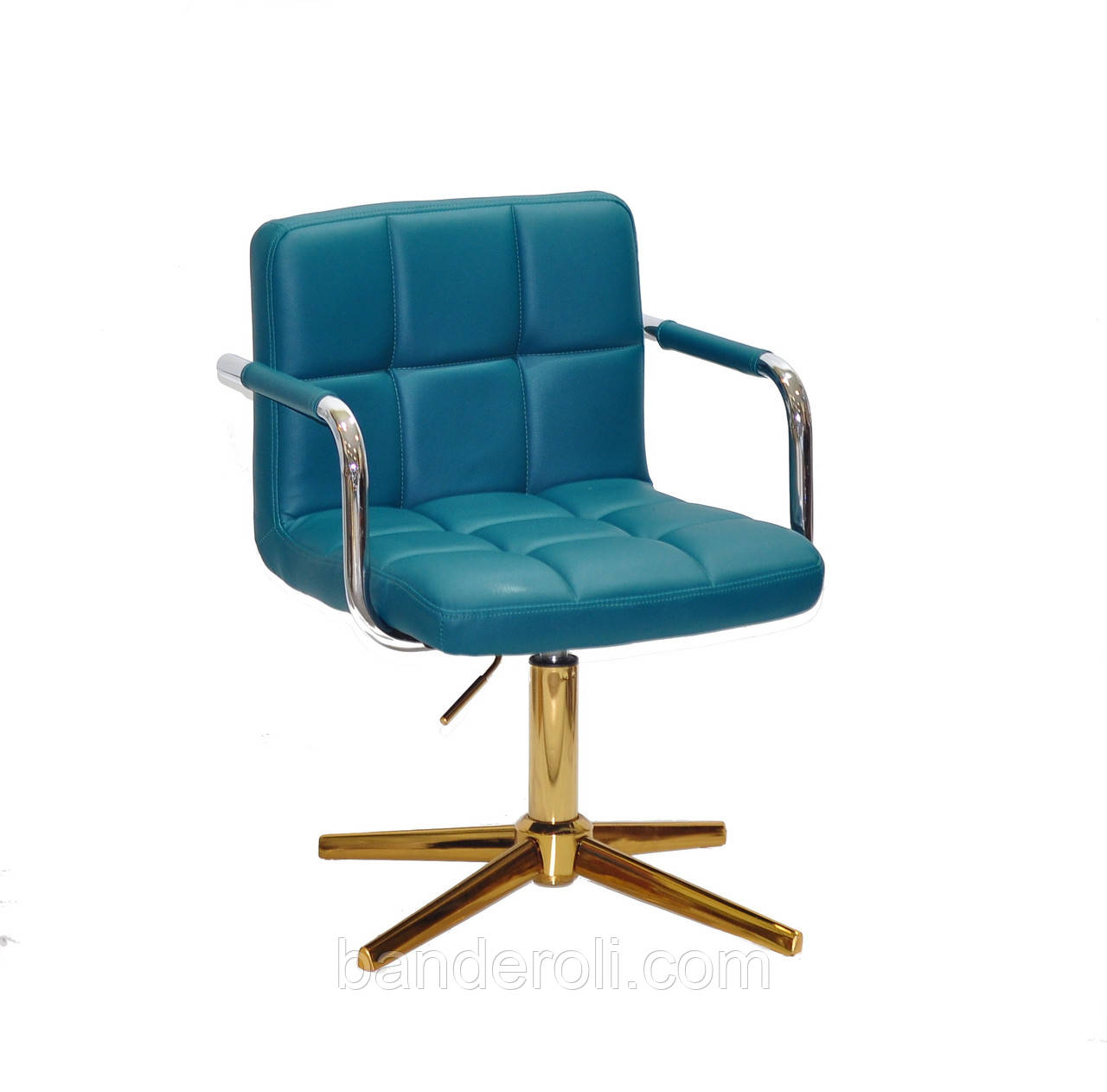 Крісло ARNO - ARM GD-Modern Base екокожа зелений 1002 на золотистої хрестовині, фото 1