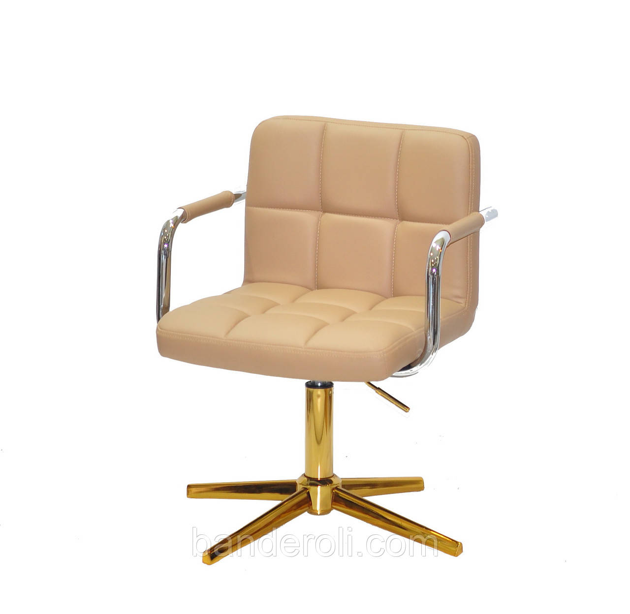 Крісло ARNO - ARM GD-Modern Base екокожа бежевий 1009 на золотистої хрестовині, фото 1