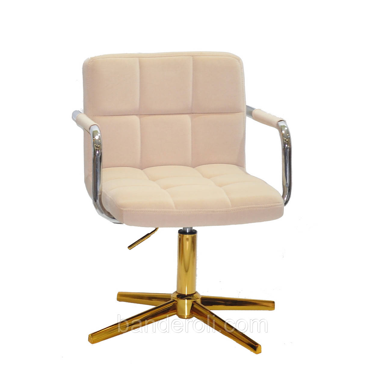 Крісло ARNO - ARM GD-Modern Base оксамит бежевий В-1005 на золотистої хрестовині, фото 1
