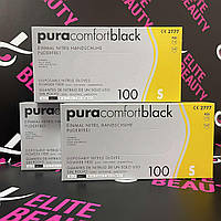 Перчатки нитриловые Pura Comfort Black 100 шт (50 пар) черные, размер S