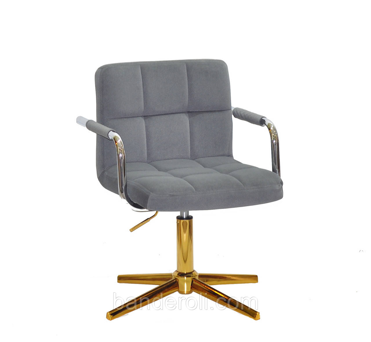 Крісло ARNO - ARM GD-Modern Base оксамит сірий В-1004 на золотистої хрестовині, фото 1