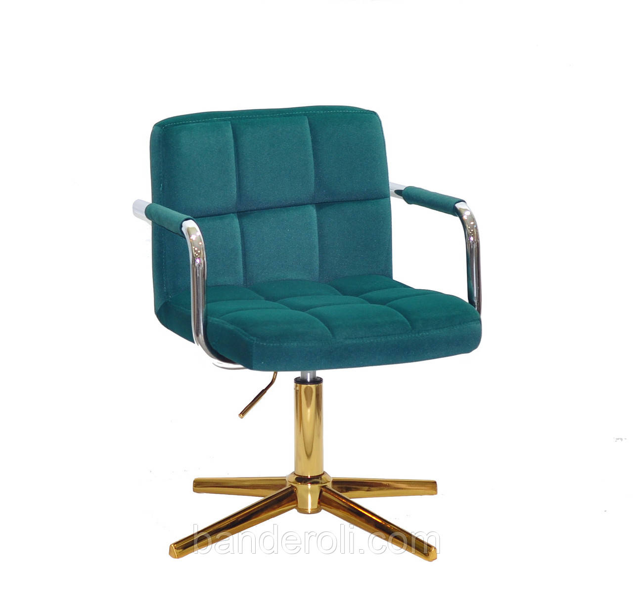 Крісло ARNO - ARM GD-Modern Base оксамит зелений-1003 на золотистої хрестовині, фото 1