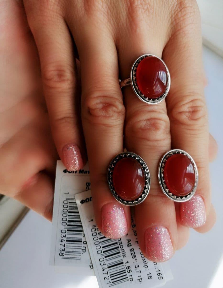 Срібний Набір Меріам із Натуральним Сердоліком DARIY 165