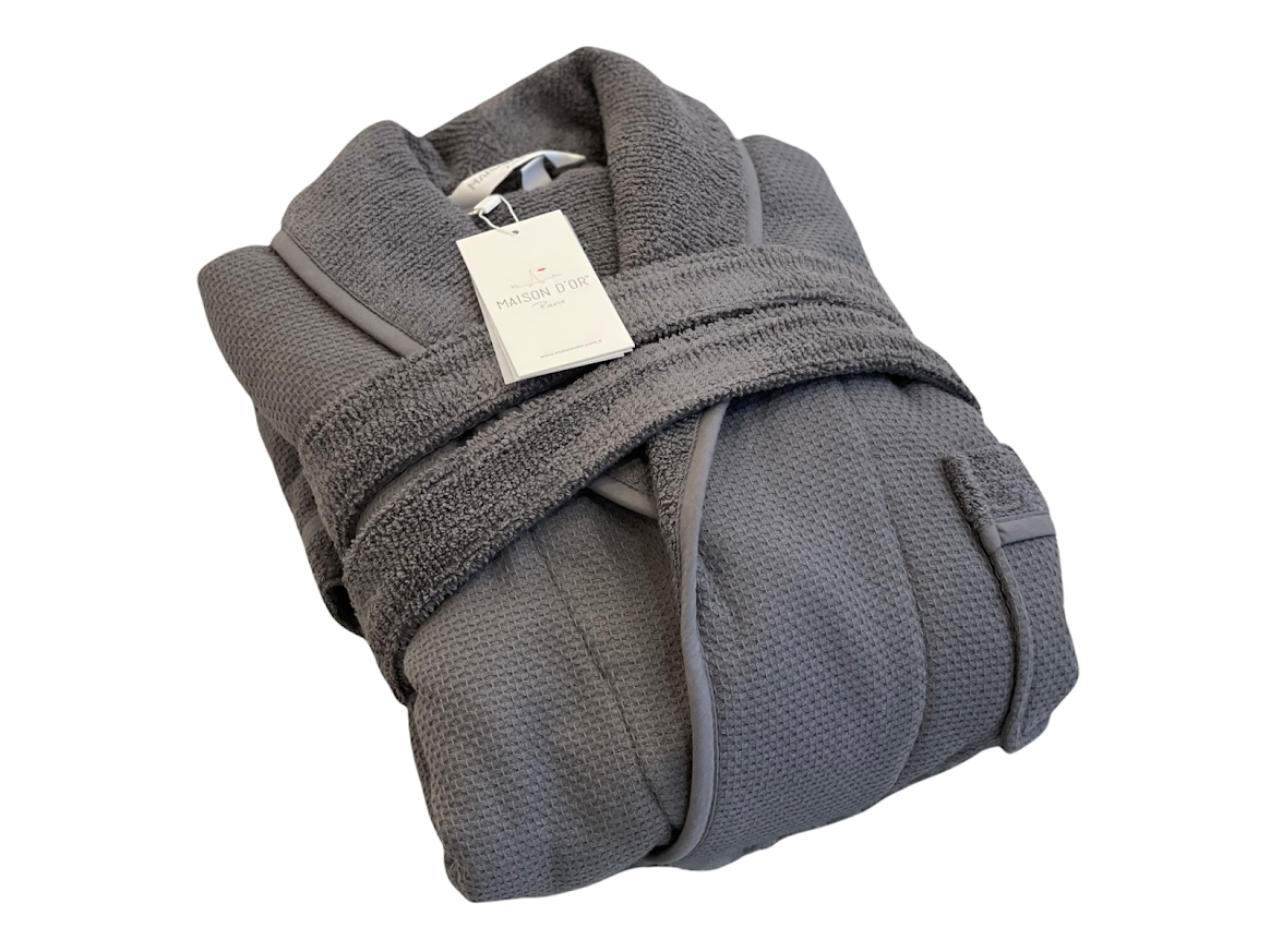 Мужской махровый халат Maison D'or Quattro Grey хлопок размер M (48) серый - фото 7 - id-p1487521923