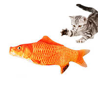 Мягкая игрушка рыба Красный карп 21см для кошек кота с кошачьей мятой