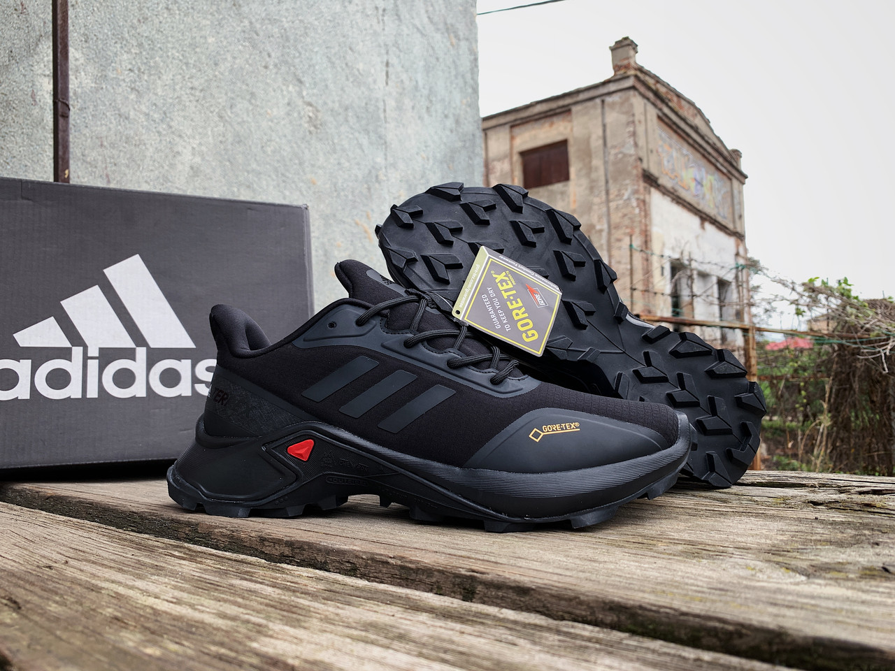 Чоловічі термо кросівки Adidas Terrex Gore-Tex Black утеплені водонепроникні