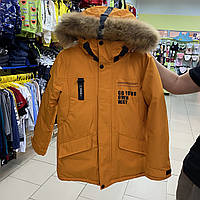 Яркая детская зимняя куртка для мальчика 134-158