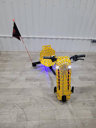 Електроскутер триколісний для райдерів Дрифт-карт Windtech Drift Cart 8 ⁇ Crazy Bug жовтий павук, фото 4