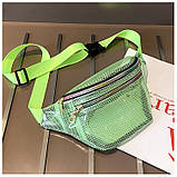 Жіноча дитяча прозора бананка на два відділу "КЛІТКА" салатова зелена, фото 2