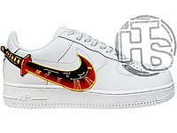 Мужские кроссовки Nike Air Force 1 Low White Red Sword Swoosh ALL06966