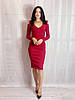 Жіноче плаття з трикотажу в рубчик Poliit 8847 бордовий 36, фото 3