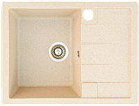 Кам'яна кухонна мийка бежева з отвором, гранітна мийка для кухні бежевого кольору зі штучного каменю