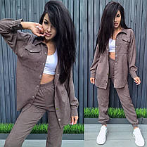 Стильний жіночий теплий костюм вільна кофта та штани вельвет, фото 4