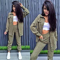 Стильний жіночий теплий костюм вільна кофта та штани вельвет, фото 2