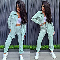 Стильний жіночий теплий костюм вільна кофта та штани вельвет, фото 5