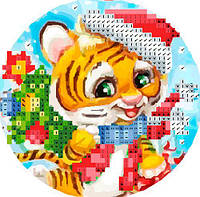 СД-307. Тигр - символ 2022 года. Схема для вышивки бисером новогодней игрушки