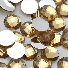 Камінь клейовий круглий, 14 мм, шампань (10 шт)