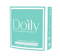 Полотенце одноразовые Doily AQUA (50г/м²) в сложении 40*70см из целлюлозы (50шт) гладкие/сетка