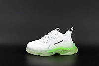 Женские Кроссовки Balenciaga Triple S Clear Sole "White Green" - "Белые Зеленые" (Копия ААА+) KL587 Женские Кроссовки Balenciaga Triple S Clear Sole "White Green" - "Белые Зеленые" (Копия ААА+)