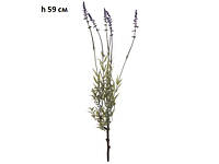 Цветок искусственный "Кустик лаванды из 6 цветков", сиреневый и зеленый; h 59 см