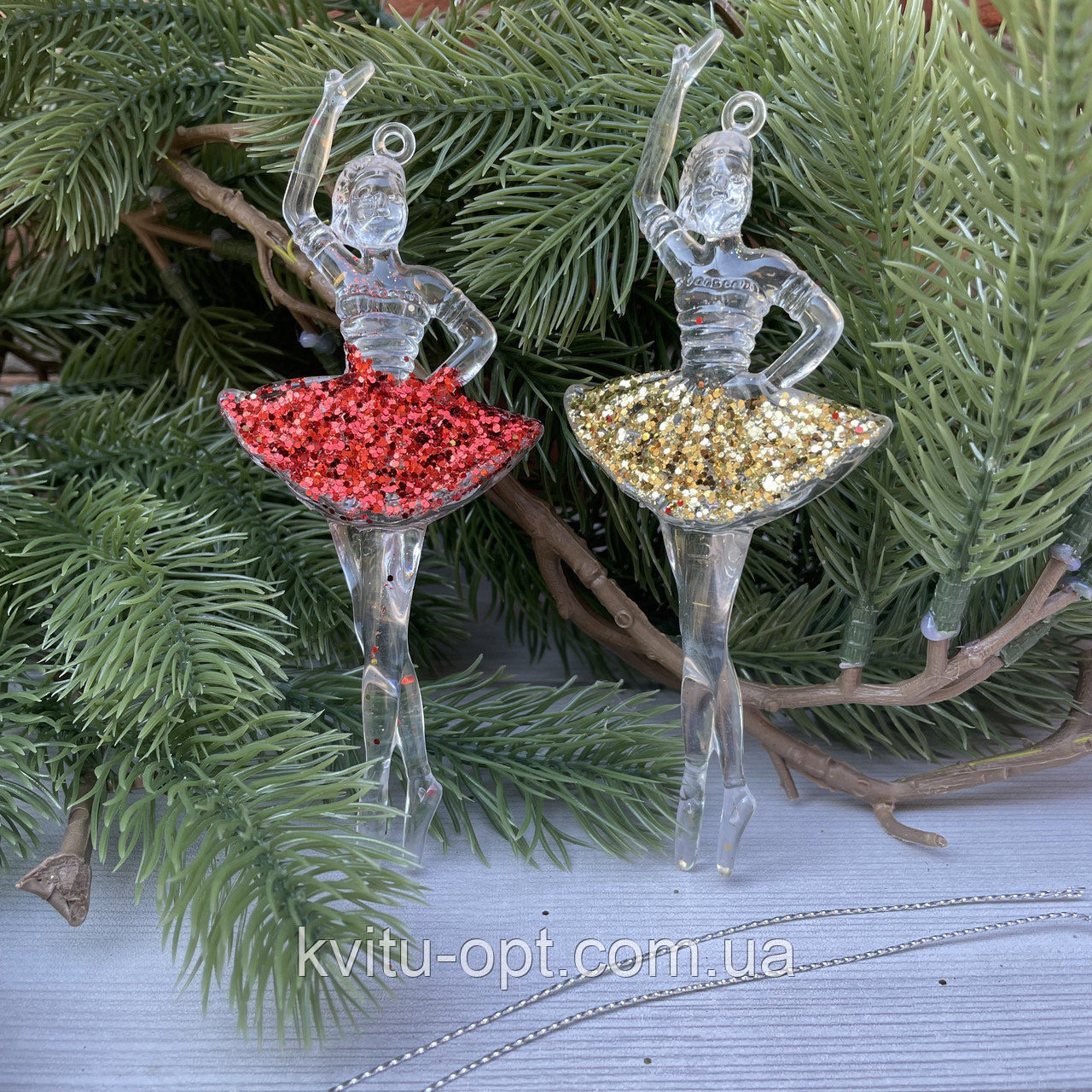 Новорічна прикраса «Крижані балерини» 14 см (2шт), фото 1