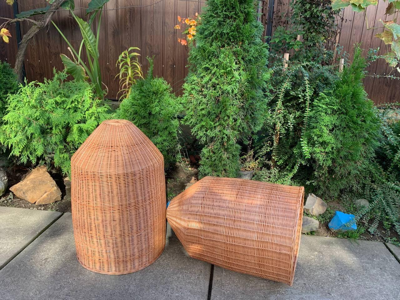 Люстра плафон висока з натуральної лози