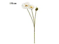 Цветок искусственный Shishi "3 цветка мака на ветке", кремовый и зеленый; l 75 см