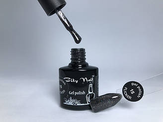 Гель-лак з глітером City Nail FLICKER № 15 чорний з блискіток - Шиммерные гель лаки