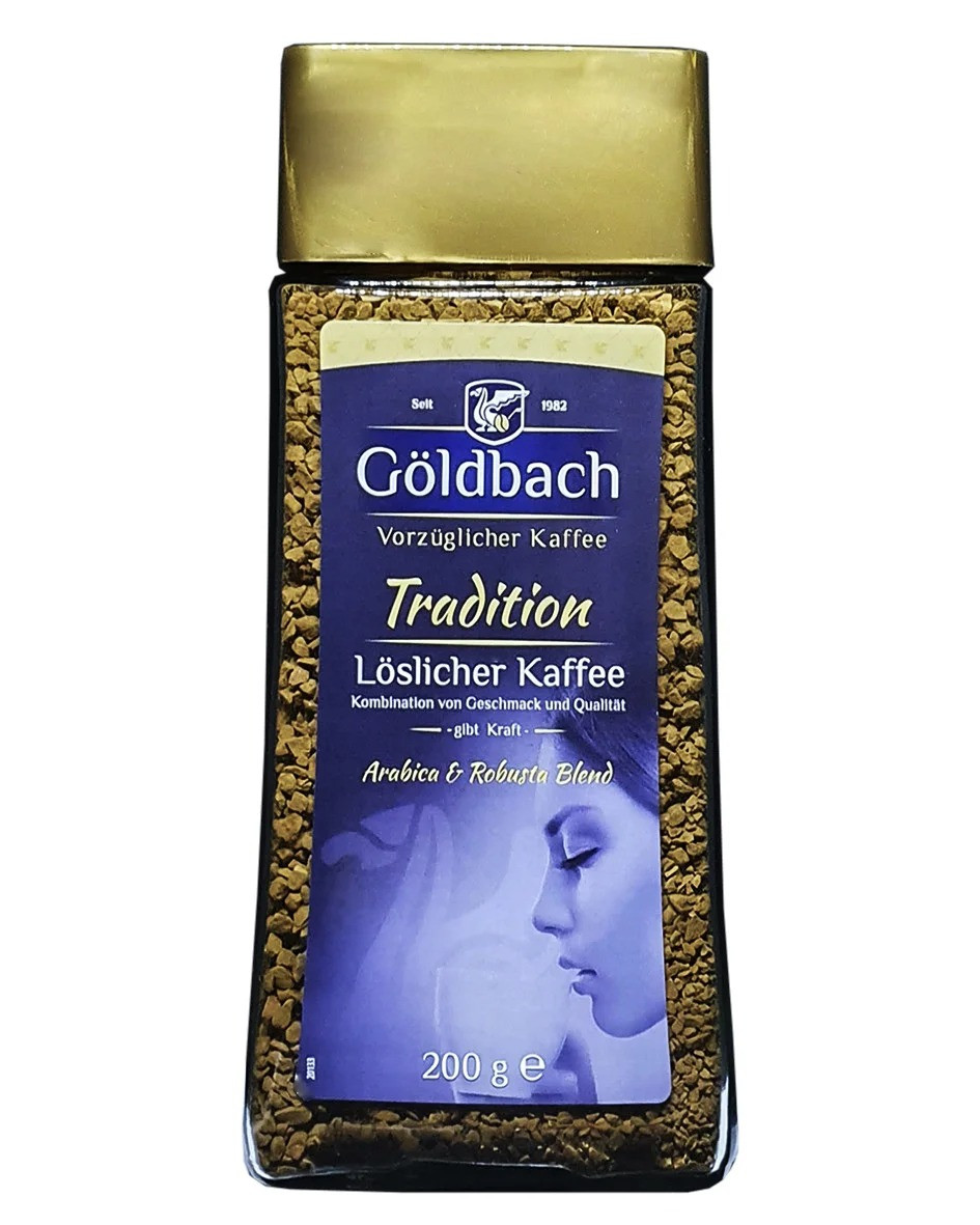 Кава з Німеччини Goldbach Tradition розчинна 200 грамів у скляній банці, фото 1