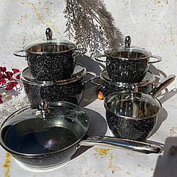 Набір каструль із неіржавкої сталі 12 предметів Edenberg EB-4051 з товстим Індукційним дном