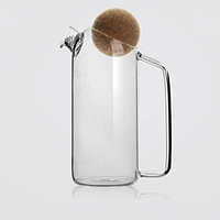 Стеклянный чайник с пробковой крышкой Пуля заварник для чая и подачи напитков прозрачный из стекла