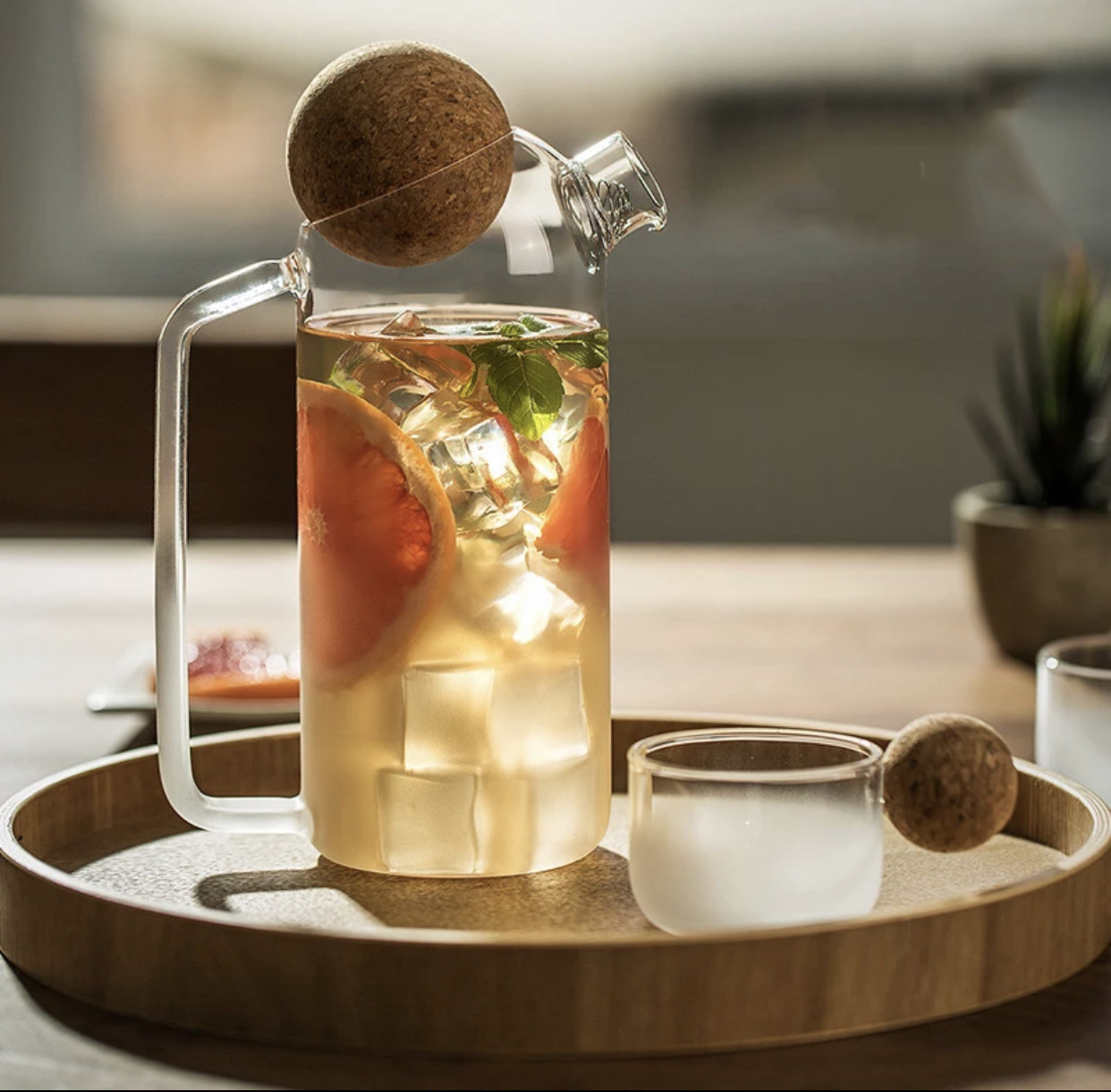 Стеклянный чайник с пробковой крышкой Пуля заварник для чая и подачи напитков прозрачный из стекла - фото 4 - id-p1487660920