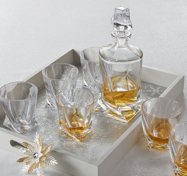 Набір для віскі Quadro Богемія склянки 340 мл 6 шт, штоф 750 мл, фото 1