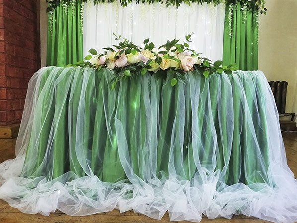 Спідниця для весільного столу - Білий Фатин (600см)