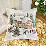 Наволочка Новорічна на подушку 45х45 см., гобелен з золотим люрексом KISS723B, фото 2