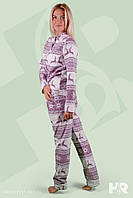 Женская теплая пижама на байке новогодние олени XS-S последний размер