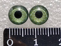 Глазки для кукол, акрил, живые зрачки, клеевые, зелёный 8 мм. №023