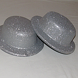 Блискучий карнавальний капелюх срібло для фотосесії на день народження 5034, фото 2