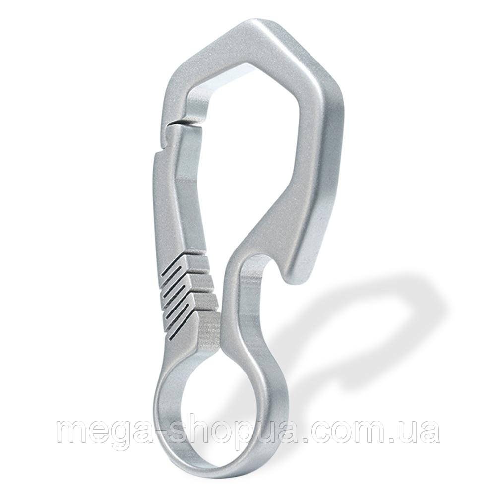 Титановий карабін-відкривачка для ключів, брелок з відкривалкою для пляшок Titanium T12C